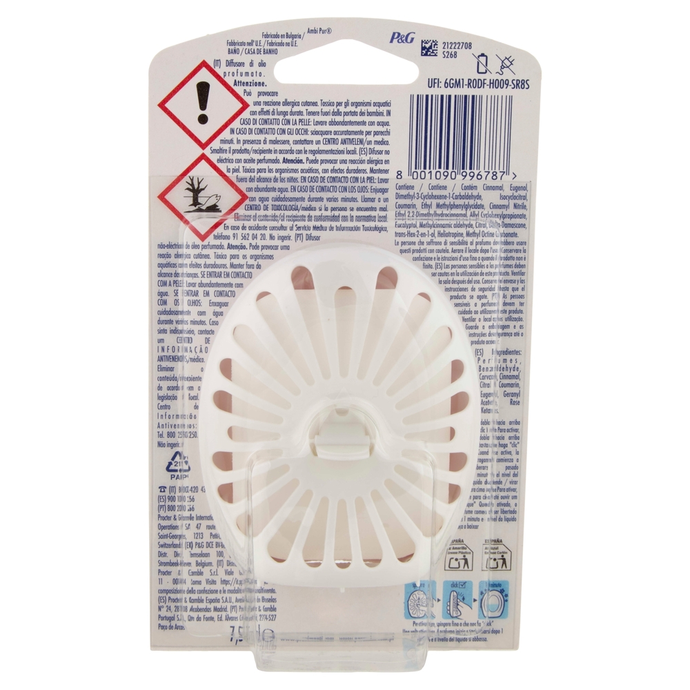 Ambi Pur Bagno 2in1 Elimina e Previene, Profumatore per Ambienti, Mela e Cannella 7,5 ml